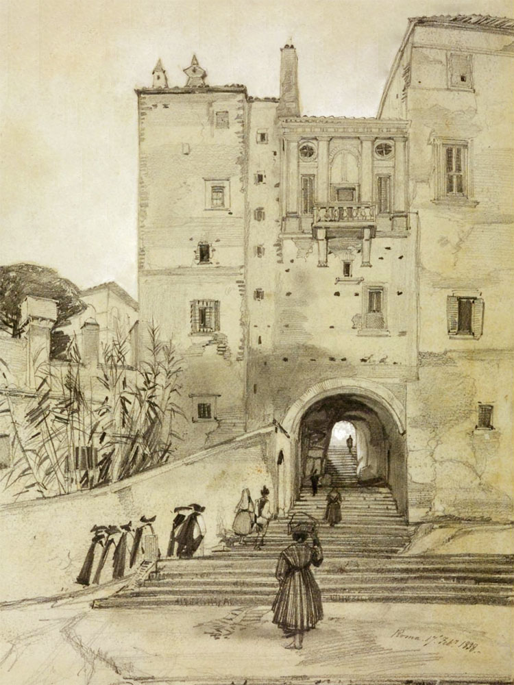 Edward Lear, Escaliers menant à San Pietro in Vincoli
